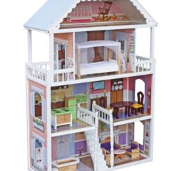 בית בובות לילדות מעץ שלוש קומות וקומת גג, דגם מורן