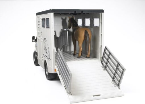 BRUDER - ברודר מרצדס בנץ MB Sprinter להובלת חיות, מוביל סוס מרוצים עם סוס