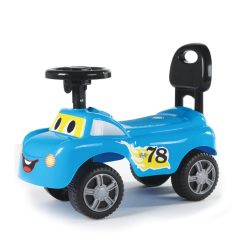 בימבה תכלת עם פרצוף מחייך וצופר – צעצוע רכיבה לפעוטות בגילאי 1+