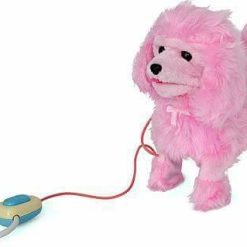 Alternative view of בובת כלב פודל צעצוע בצבעים לבן ורוד עם שלט הולך ונובח