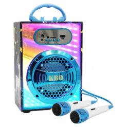 מכונת קריוקי Bluetooth לילדים עם שני מיקרופונים – רמקול נייד עם אורות LED וערכת קריוקי למסיבות