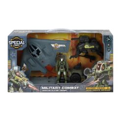 סט משחק צבאי לילדים – מטוס, אופנוע ודמות חייל