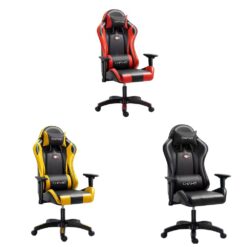 כיסא גיימינג ארגונומי עם עור נושם ותמיכה לגב וצוואר במגוון צבעים