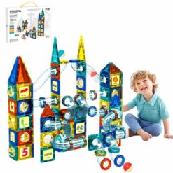 ערכת מגנטים לילדים 168 חלקים – מסלול גולות מגנטי תלת-ממד ומשחק הרכבה