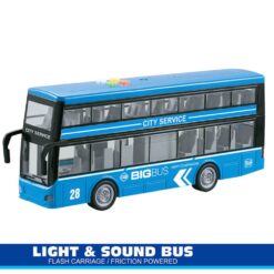 Alternative view of אוטובוס קומותיים כחול לתיירים עם אורות מהבהבים וצלילים