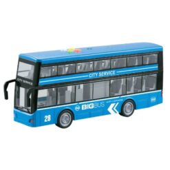 אוטובוס קומותיים כחול לתיירים עם אורות מהבהבים וצלילים