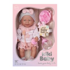 בובת תינוק אינטראקטיבית 40 ס"מ – 12 צלילים וערכת לבוש ורודה עם אביזרים