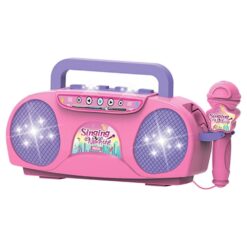 מכונת קריוקי לילדים הכוללת מיקרופון ורמקול - בצבע ורוד