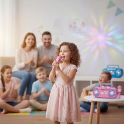 Alternative view of מכונת קריוקי לילדים הכוללת מיקרופון ורמקול - בצבע ורוד