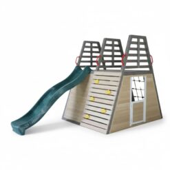 כיף בחצר – מתקן טיפוס דגם ברזיל עם מגלשה מעץ לילדים לחצר הבית