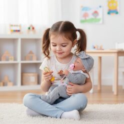 Alternative view of בובת תינוק ריאליסטית 40 ס"מ גוף ויניל – כולל מוצץ, רעשן וסט לבוש יוקרתי