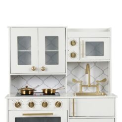 Alternative view of מטבח עץ יוקרתי לילדים דגם מיקונוס – לבן וזהב מרהיב