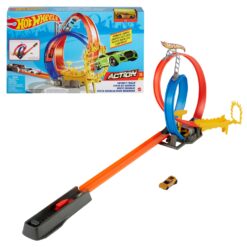 Hot Wheels Energy Track – ערכת מרוצים עם לולאה כפולה, טבעת אש ומכונית Hot Wheels