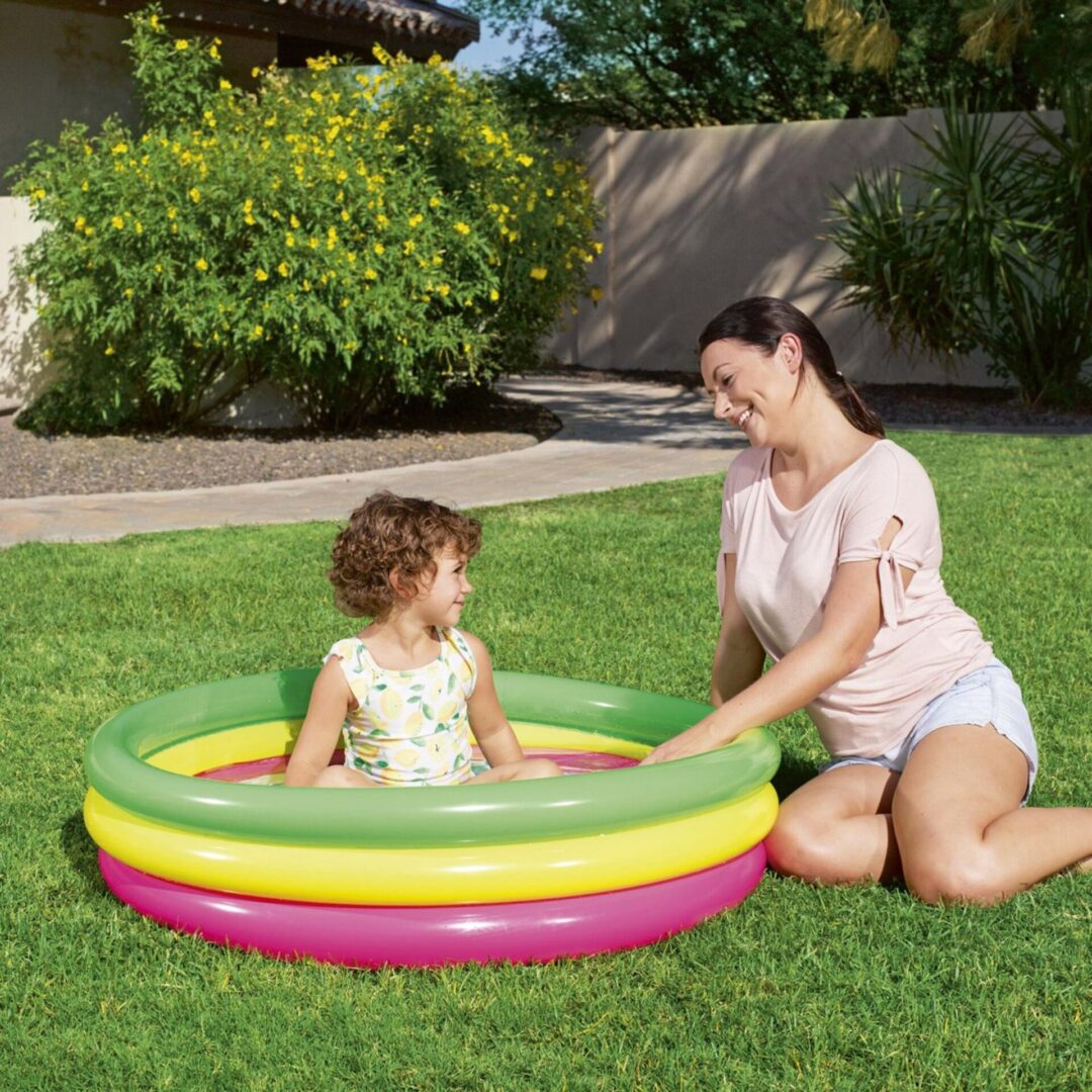 בריכת שכשוך צבעונית – קוטר 102 ס"מ עם תחתית מתנפחת ורכה | Bestway 51104 – תמונה 5
