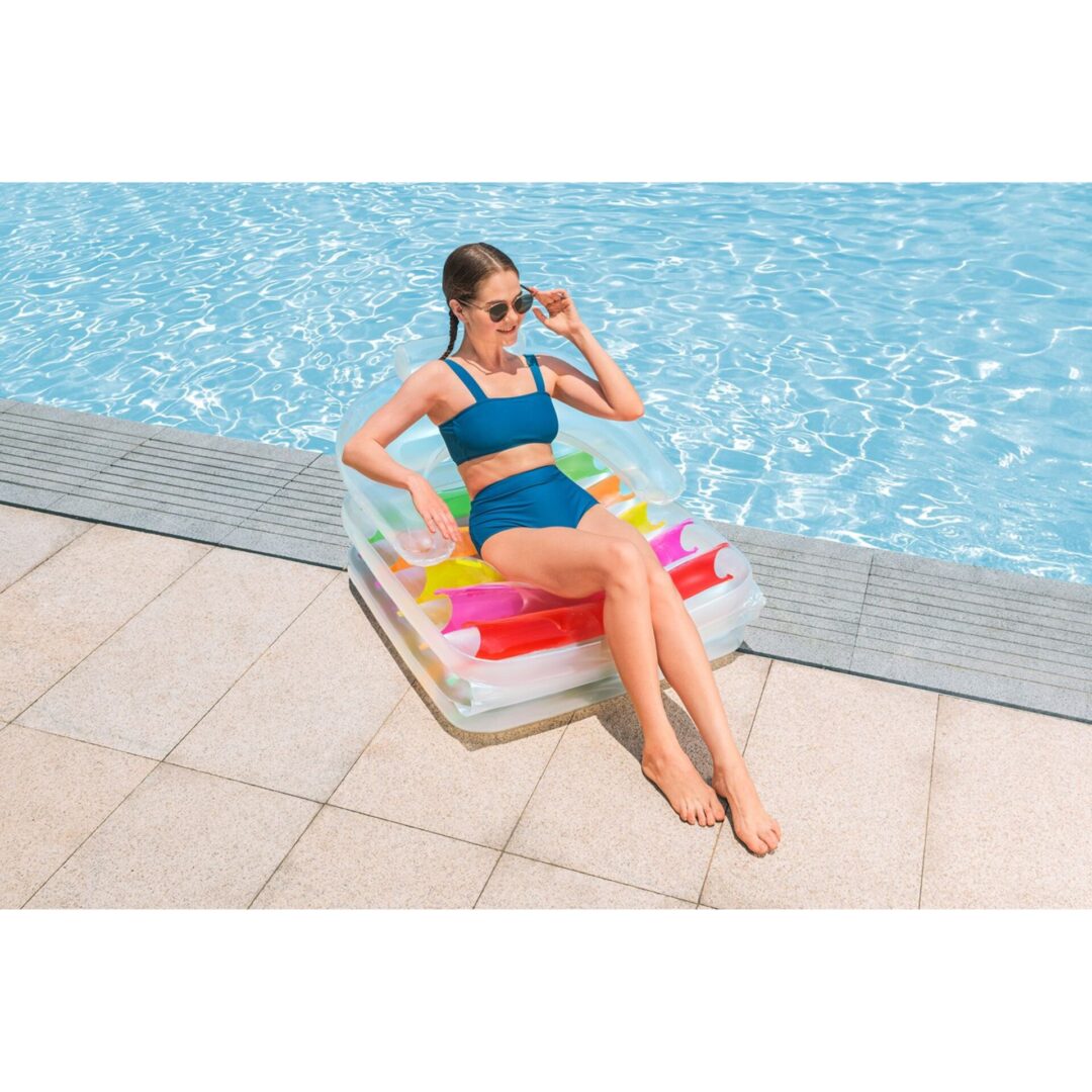 מזרן כורסה מתקפל לבריכה Bestway Summer Colors – מיטת שיזוף וכורסה במוצר אחד – תמונה 5