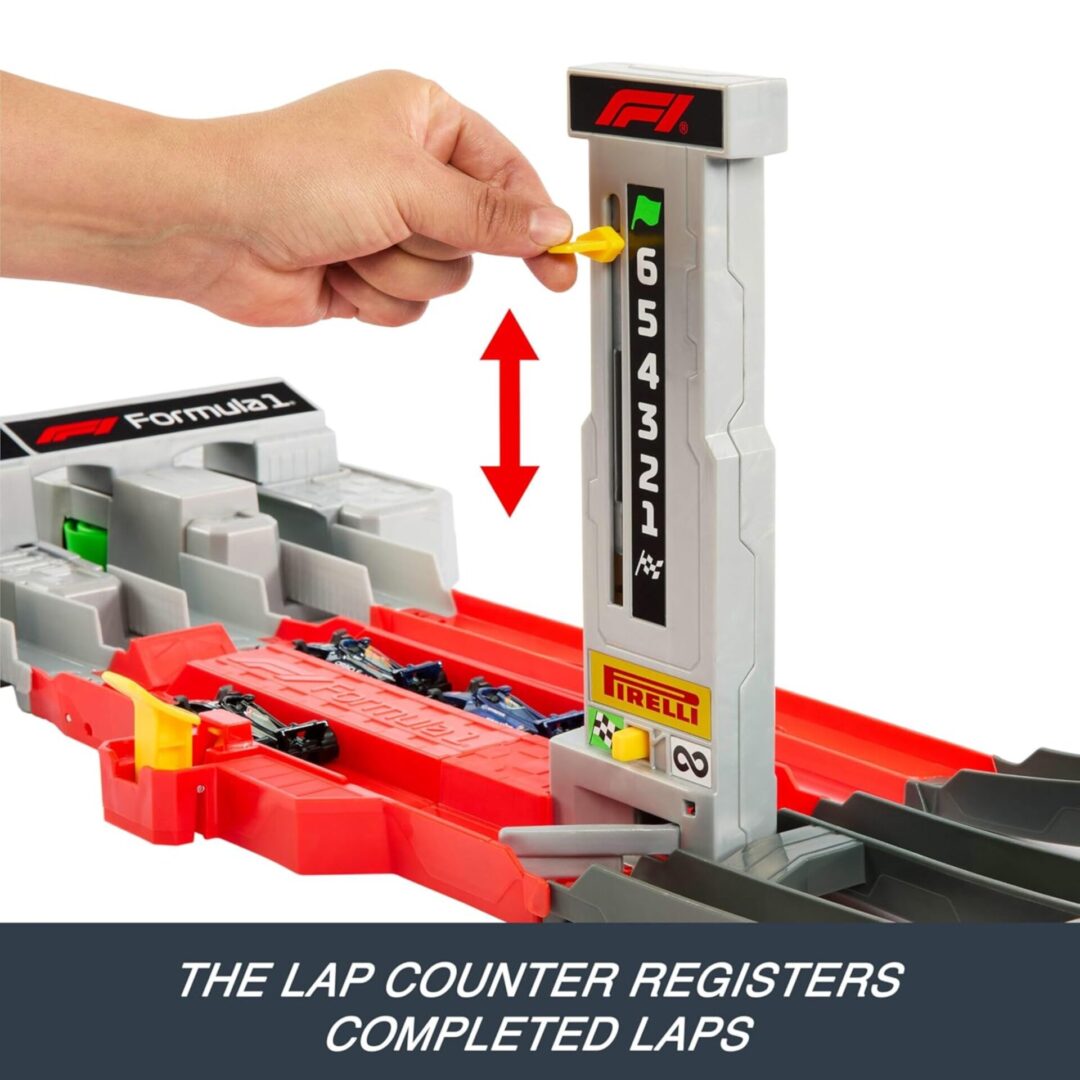 מסלול Hot Wheels Formula 1® Grand Prix – ערכת מרוץ מקצועית עם מאיץ ומונה הקפות – תמונה 3