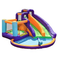 מרוץ המים הכפול: מתקן מתנפח ענק עם מגלשת תחרות ותותח מים | AirMyFun 83005