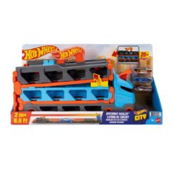 משאית מסלול הוט ווילס 2 ב-1 – Hot Wheels Speedway Hauler עם מסלול 1.8 מטר