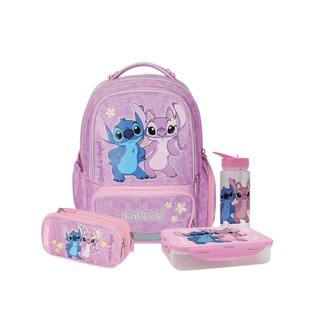 מארז Stitch Couple קל גב X-FIX PACK – סט תיק גב אורתופדי מתרחב לבית הספר עם קלמר ואביזרים