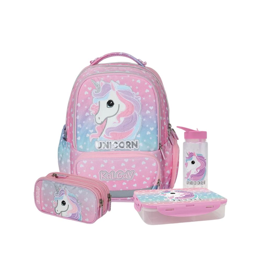 מארז Unicorn קל גב X-FIX PACK – סט תיק גב אורתופדי מתרחב לבית הספר עם קלמר ואביזרים