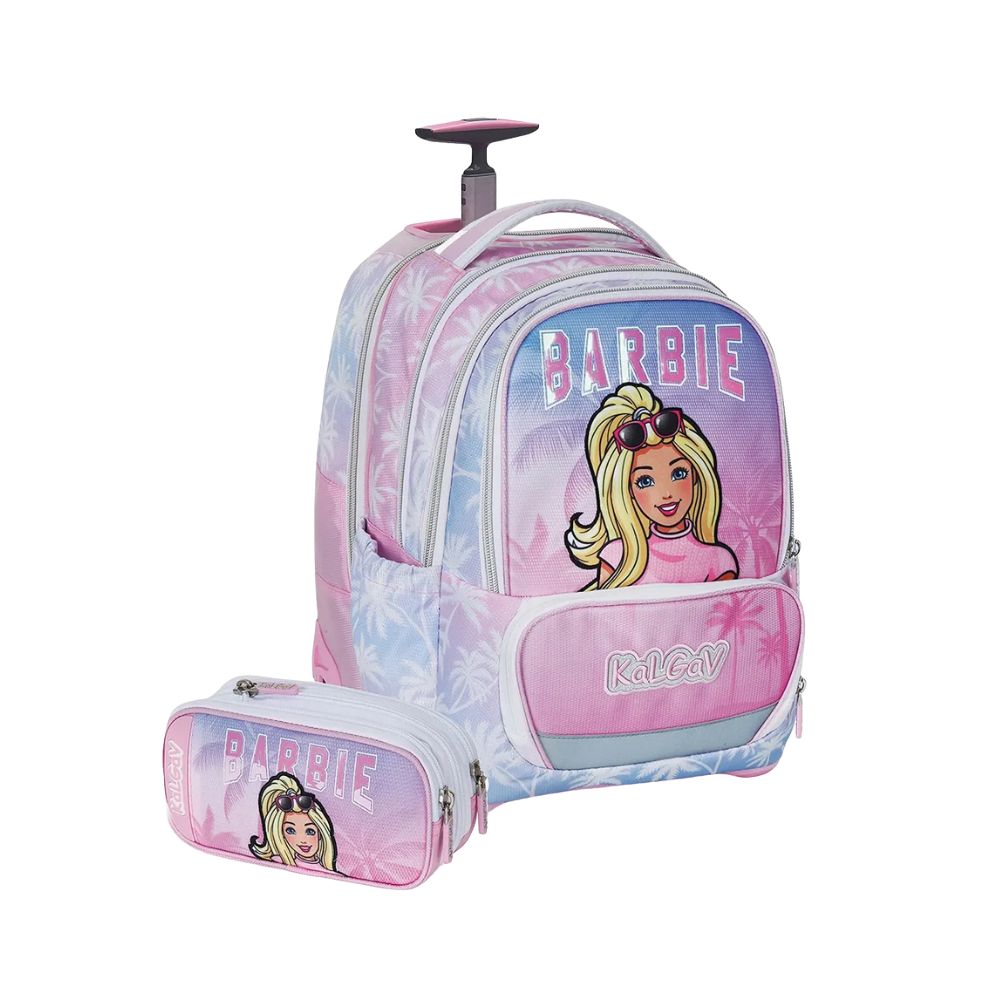 סט Barbie iTrolley קל גב – תיק טרולי אורתופדי 3 ב-1 לבנות עם קלמר תואם