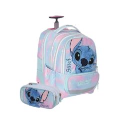 סט Stitch קל גב iTrolley – תיק טרולי אורתופדי 3 ב-1 לבית הספר וקלמר תואם
