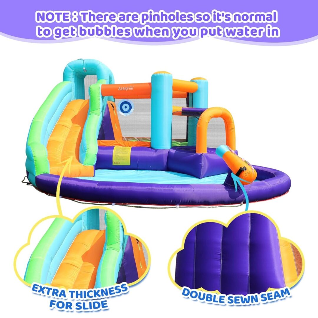 מתקן מתנפח מגלשת מים 6 ב-1 דגם 82001 AirMyFun – פארק מים וקפיצה לחצר כולל מפוח! – תמונה 2
