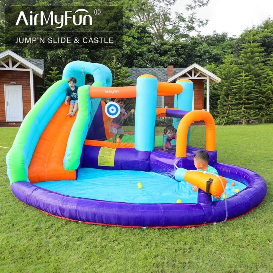 מתקן מתנפח מגלשת מים 6 ב-1 דגם 82001 AirMyFun – פארק מים וקפיצה לחצר כולל מפוח! – תמונה 7