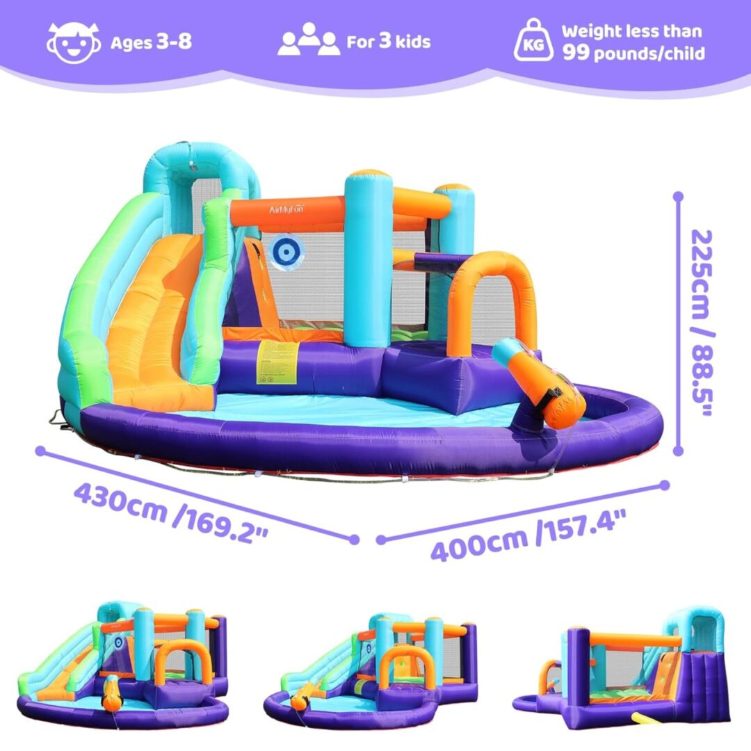 מתקן מתנפח מגלשת מים 6 ב-1 דגם 82001 AirMyFun – פארק מים וקפיצה לחצר כולל מפוח! – תמונה 6