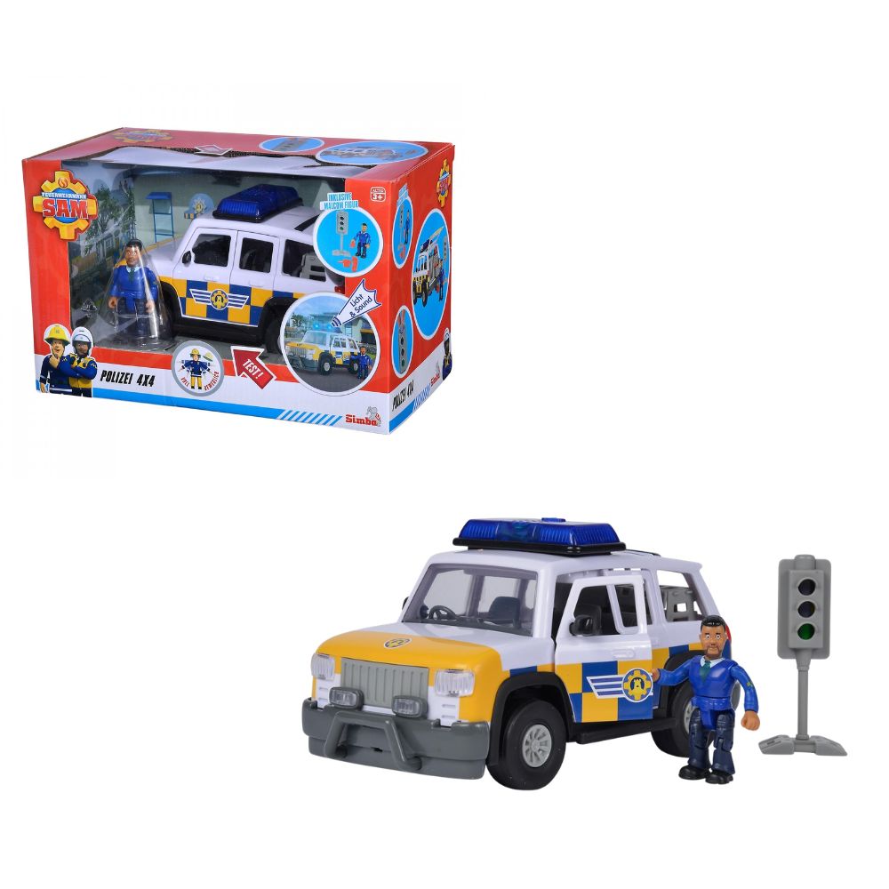 סמי הכבאי – רכב משטרתי 4X4 עם דמות מלקולם, אורות, צלילים ורמזור – תמונה 6